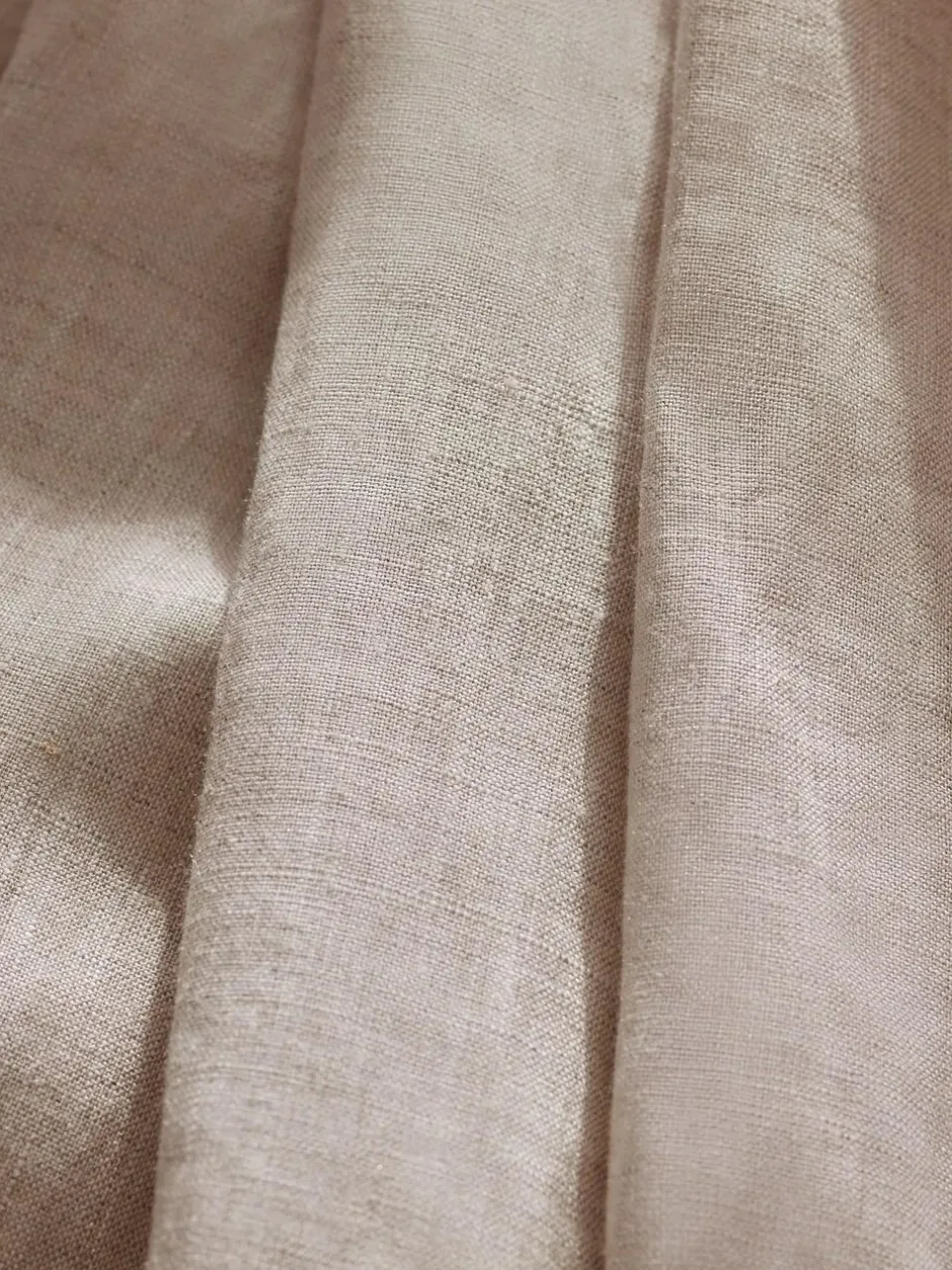 Next Natural N. Premium Collection 100% Linen Wave Header Lined Curtains