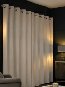Next Natural Oatmeal Matte Velvet Blackout/Thermal Curtains Outlet