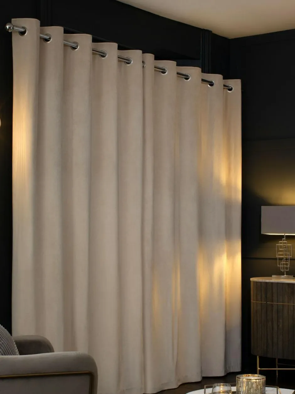 Next Natural Oatmeal Matte Velvet Blackout/Thermal Curtains Outlet