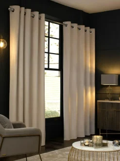 Next Natural Oatmeal Matte Velvet Blackout/Thermal Curtains Outlet