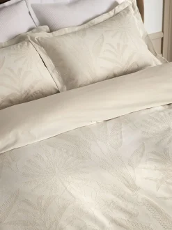 Next Natural Palm Tree 100% Cotton Jacquard Duvet Cover and Pillowcase Set New