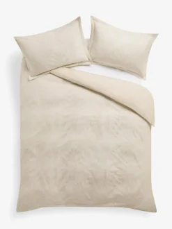 Next Natural Palm Tree 100% Cotton Jacquard Duvet Cover and Pillowcase Set New