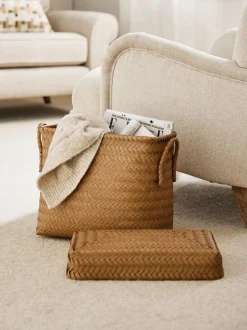 Next Plastic Wicker Storage Basket Natural Sale