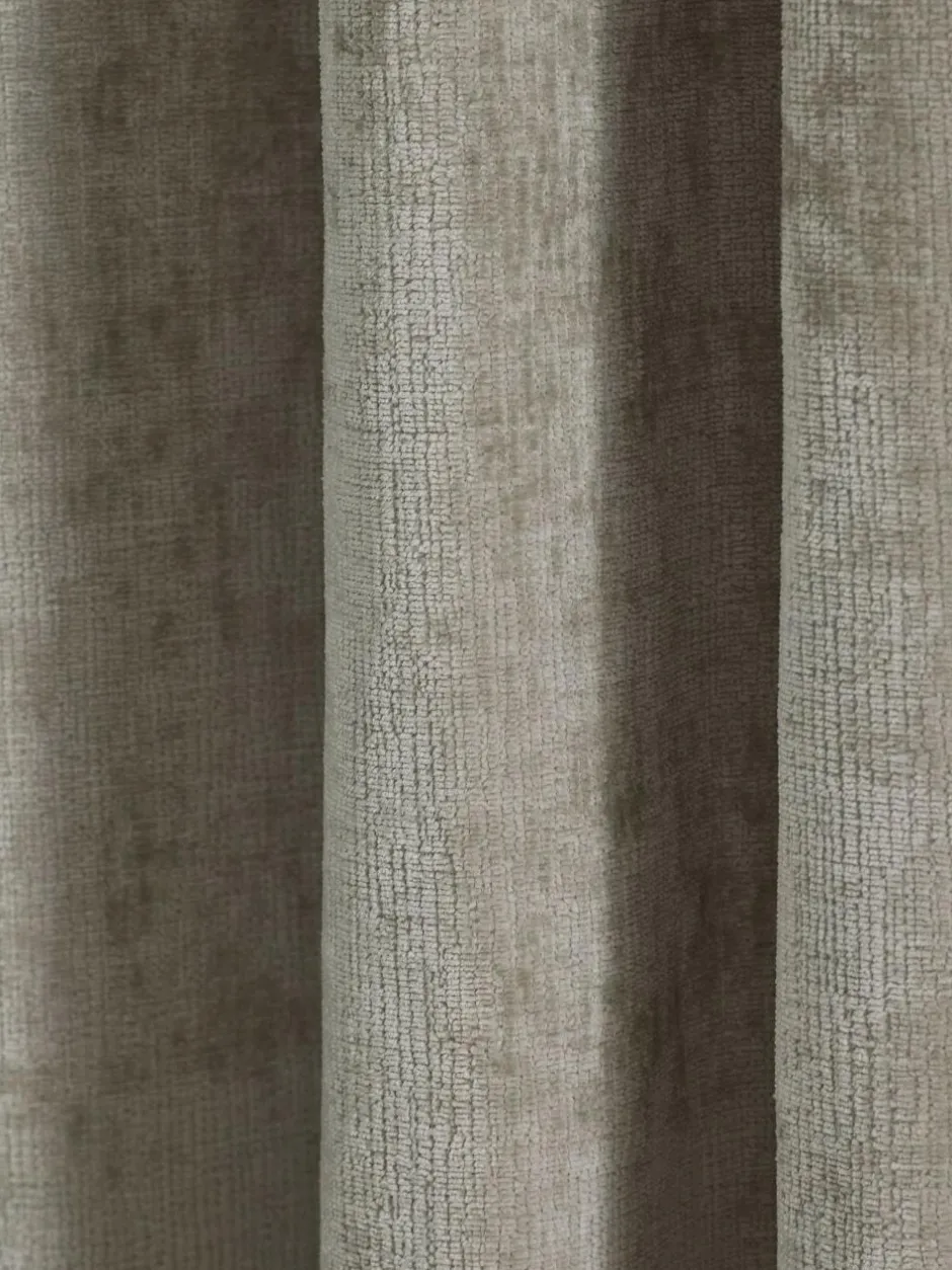 Next Plush Chenille Blackout/Thermal Eyelet Curtains Natural Clearance