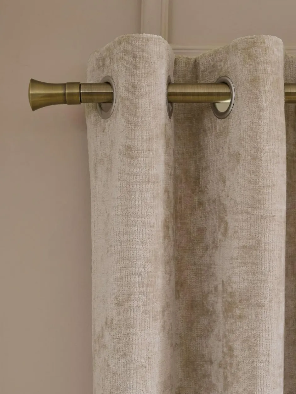 Next Plush Chenille Super Thermal Eyelet Curtains Natural Clearance