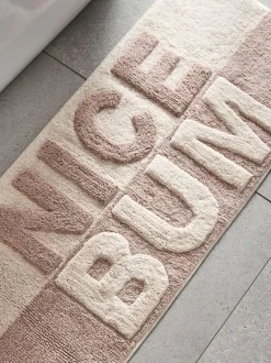 Next Natural Slogan Nice Bum 100% Cotton Runner Bath Mat Sale