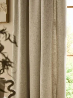 Next Soft Weave Linen Blend Pencil Pleat Lined Curtains Natural Discount