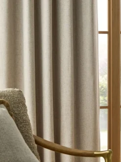 Next Soft Weave Linen Blend Blackout/Thermal Eyelet Curtains Natural Best