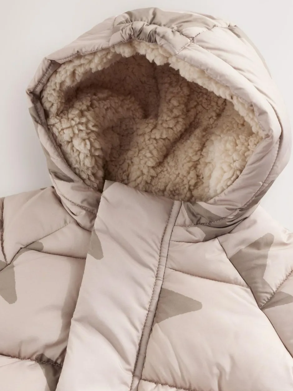 Next Baby Puffer Jacket (0mths-2yrs) Natural Star All Over Printed New