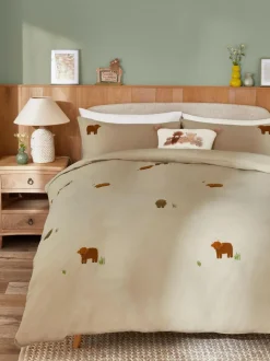 Next Natural Tufted Hamish Supersoft 100% Brushed Cotton Duvet Cover and Pillowcase Set