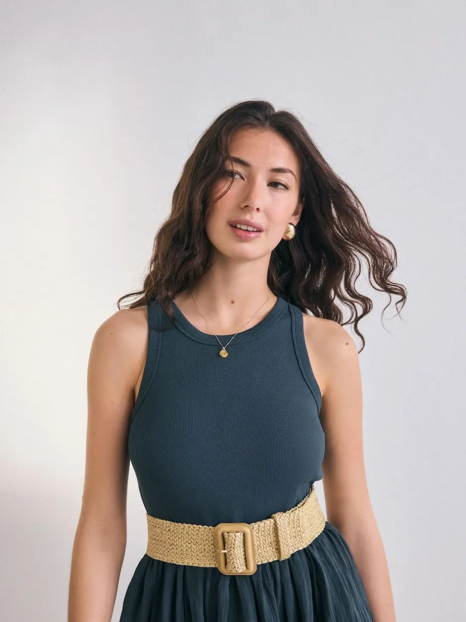 Next Natural/Gold Wide Raffia Effect Belt Online