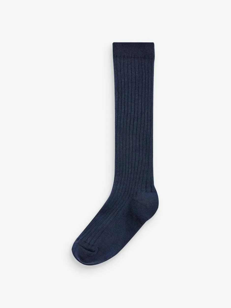 Next 5 Pack Cotton Rich Knee High Socks Navy Outlet