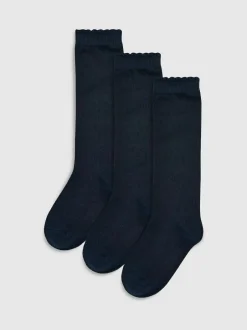 Next 3 Pack Cotton Rich Knee High Schools Socks Navy Sale