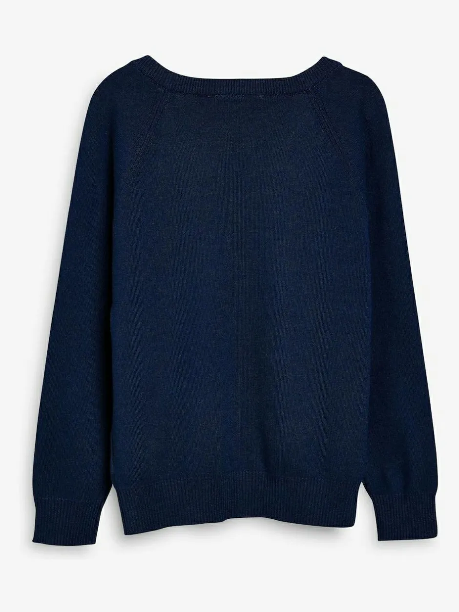 Next 2 Pack Knitted V-Neck Jumper (3-16yrs) Navy Online