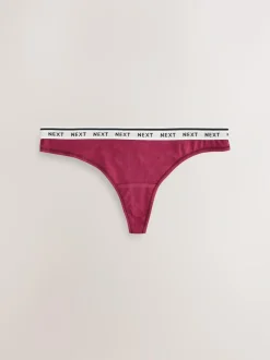 Next Thong Cotton Logo Knickers 4 Pack Navy Argyle Sale
