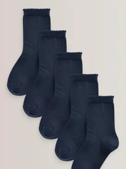 Next 5 Pack Cotton Rich School Ankle Socks Navy Blue Discount