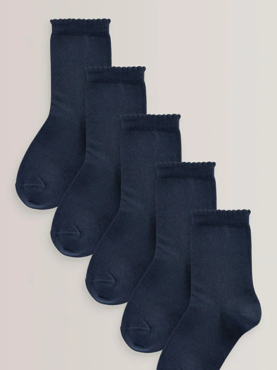 Next 5 Pack Cotton Rich School Ankle Socks Navy Blue Discount