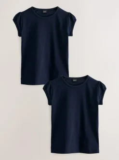Next Navy Blue 2 Pack Puff Sleeve T-Shirts (3-16yrs) Hot