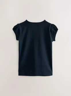 Next Navy Blue 2 Pack Puff Sleeve T-Shirts (3-16yrs) Hot