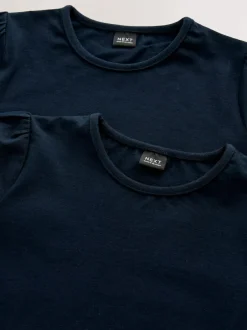 Next Navy Blue 2 Pack Puff Sleeve T-Shirts (3-16yrs) Hot