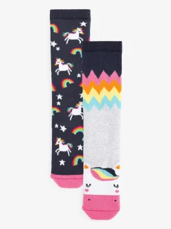 Next Navy Blue 2 Pack Thermal Cotton Rich Unicorn Welly Socks Online