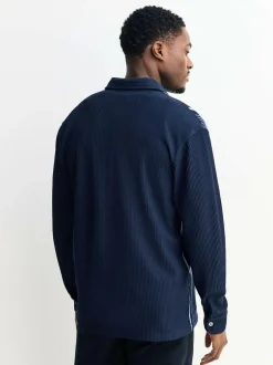 Next Stripe Short Sleeve Jersey Shirt Navy Blue / White Best