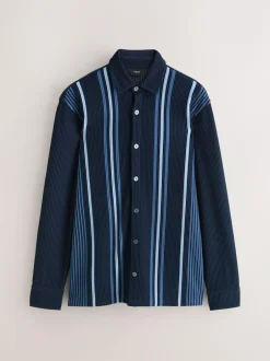 Next Stripe Short Sleeve Jersey Shirt Navy Blue / White Best
