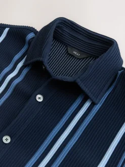 Next Stripe Short Sleeve Jersey Shirt Navy Blue / White Best