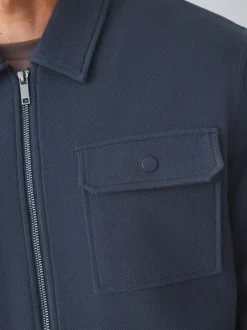 Next Borg Fleece Lined Shacket Navy Blue