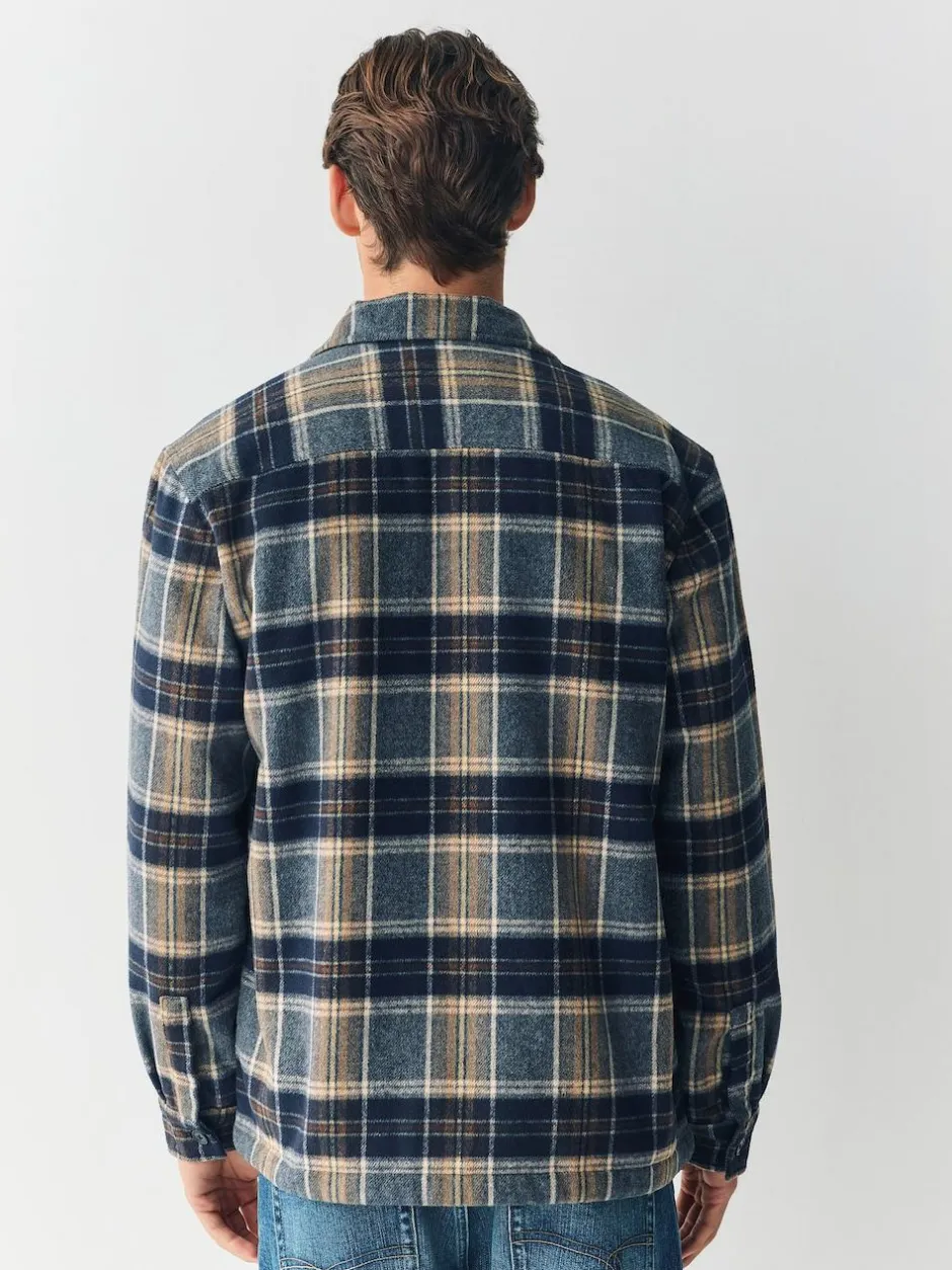Next Navy Blue Borg Lined Check Shacket Discount