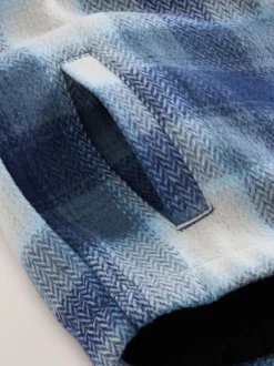 Next Borg Lined Hooded Check Shacket (3-16yrs) Navy Blue Sale