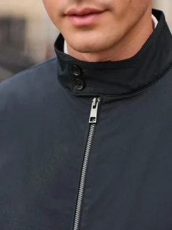 Next Borg Lined Shower Resistant Harrington Jacket Navy Blue Sale
