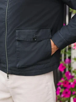 Next Borg Lined Shower Resistant Harrington Jacket Navy Blue Sale