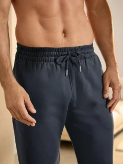 Next Navy Blue Brushback Heavyweight Open Joggers Outlet