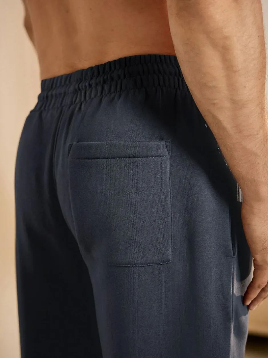 Next Navy Blue Brushback Heavyweight Open Joggers Outlet