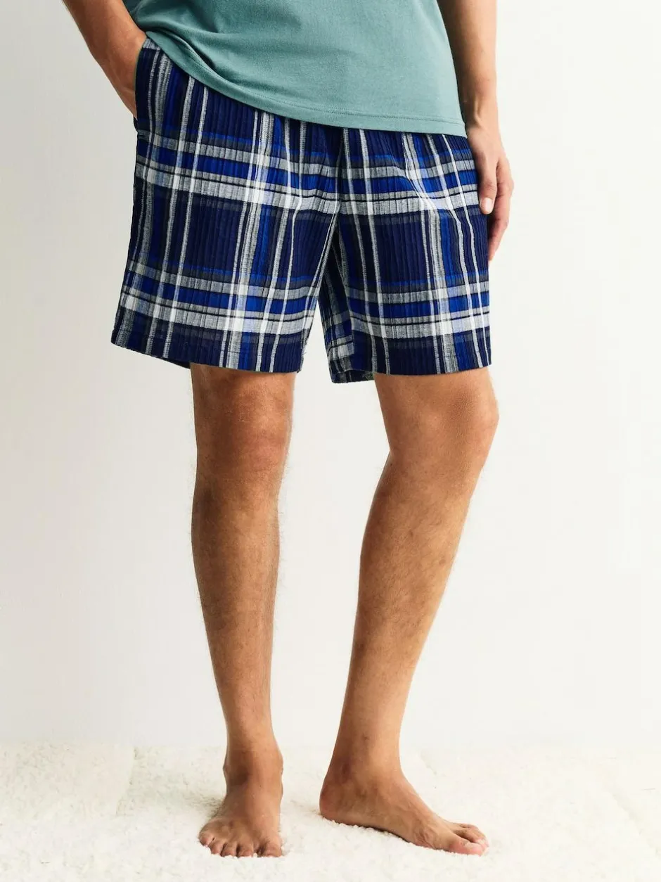 Next Navy Blue Check Short Sleeve Pyjamas Set Hot