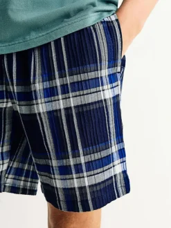 Next Navy Blue Check Short Sleeve Pyjamas Set Hot