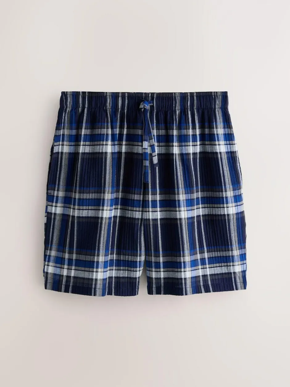 Next Navy Blue Check Short Sleeve Pyjamas Set Hot