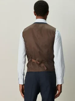 Next Check Suit Waistcoat Navy Blue Best