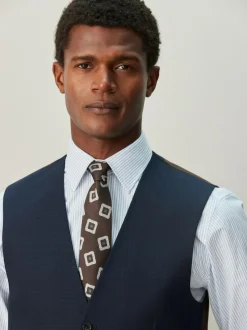 Next Check Suit Waistcoat Navy Blue Best