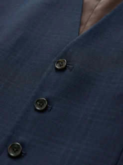 Next Check Suit Waistcoat Navy Blue Best