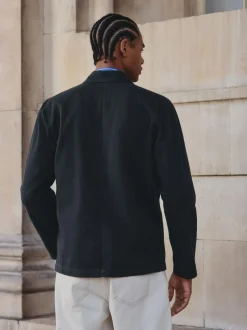 Next Chore Twill Shacket Overshirt Navy Blue Discount