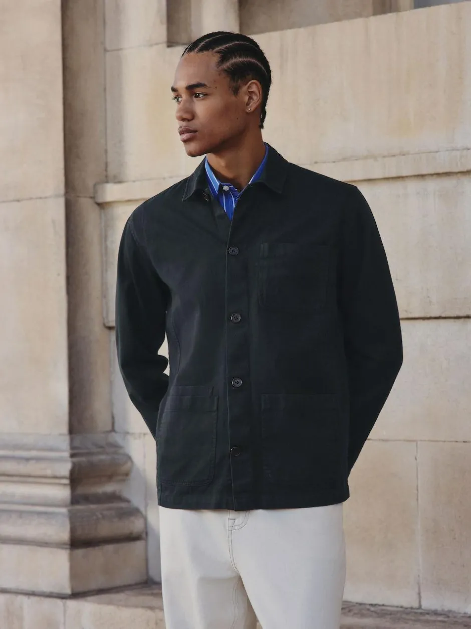 Next Chore Twill Shacket Overshirt Navy Blue Discount
