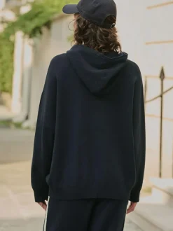 Next Compact Cosy Graphic Long Sleeve Hoodie Navy Blue Sale