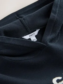 Next Compact Cosy Graphic Long Sleeve Hoodie Navy Blue Sale