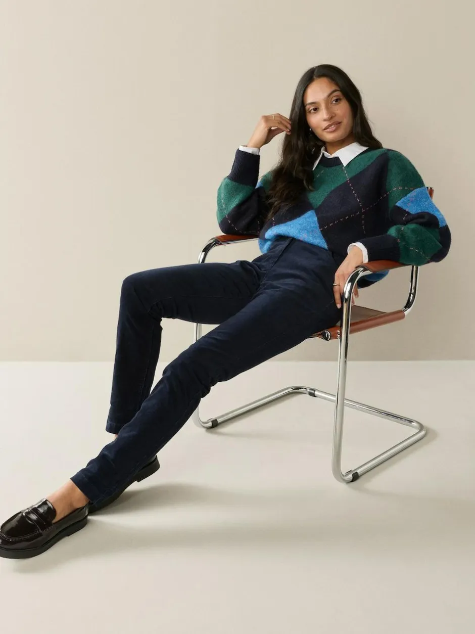 Next Corduroy Skinny Trousers Navy Blue Sale