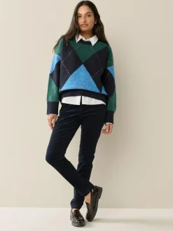 Next Corduroy Skinny Trousers Navy Blue Sale