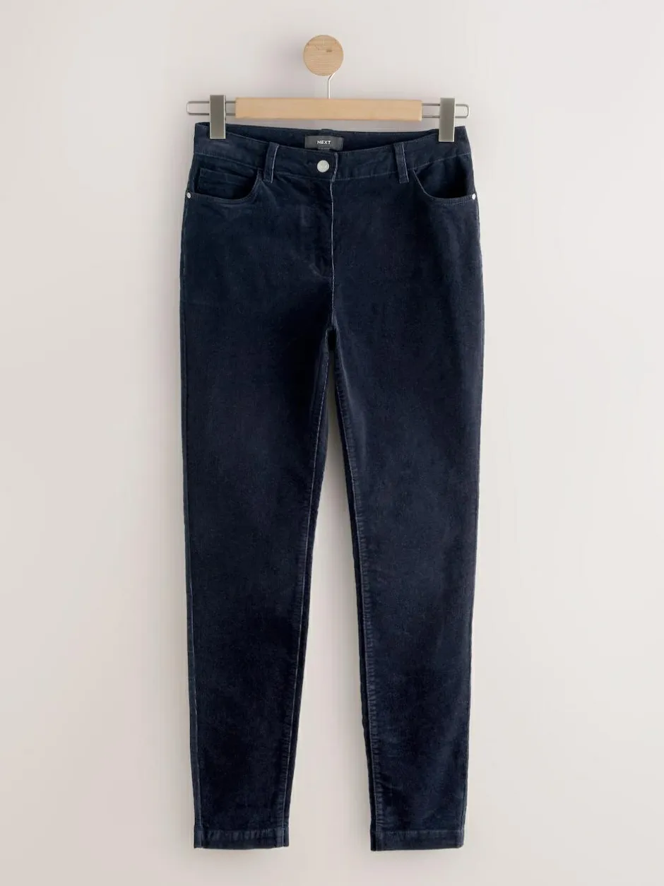 Next Corduroy Skinny Trousers Navy Blue Sale
