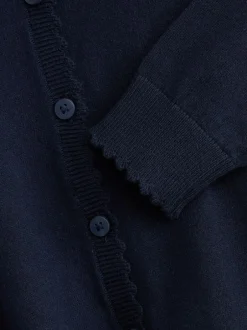 Next Cotton Rich Scalloped Edge School Cardigan (3-16yrs) Navy Blue Best
