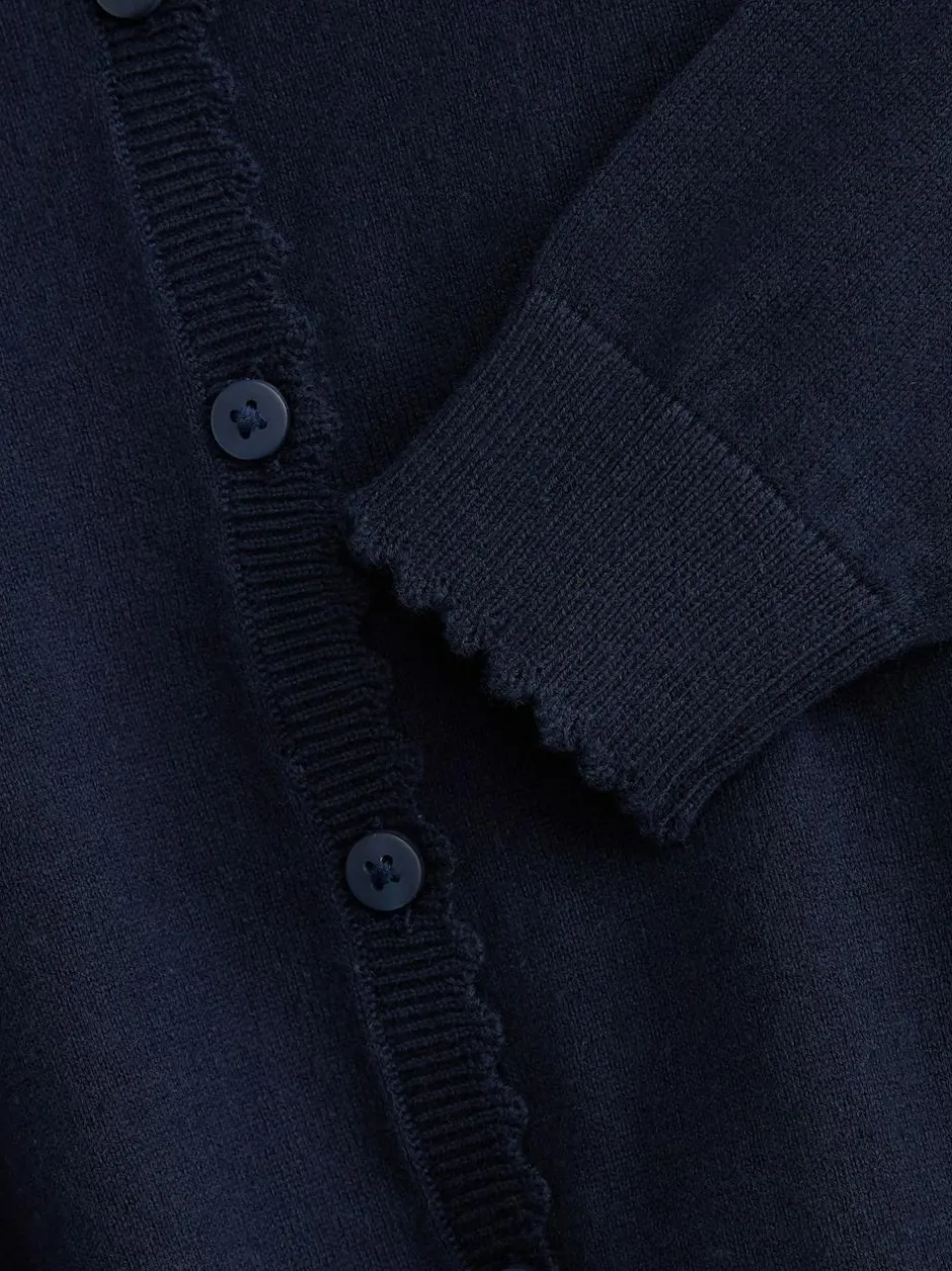 Next Cotton Rich Scalloped Edge School Cardigan (3-16yrs) Navy Blue Best
